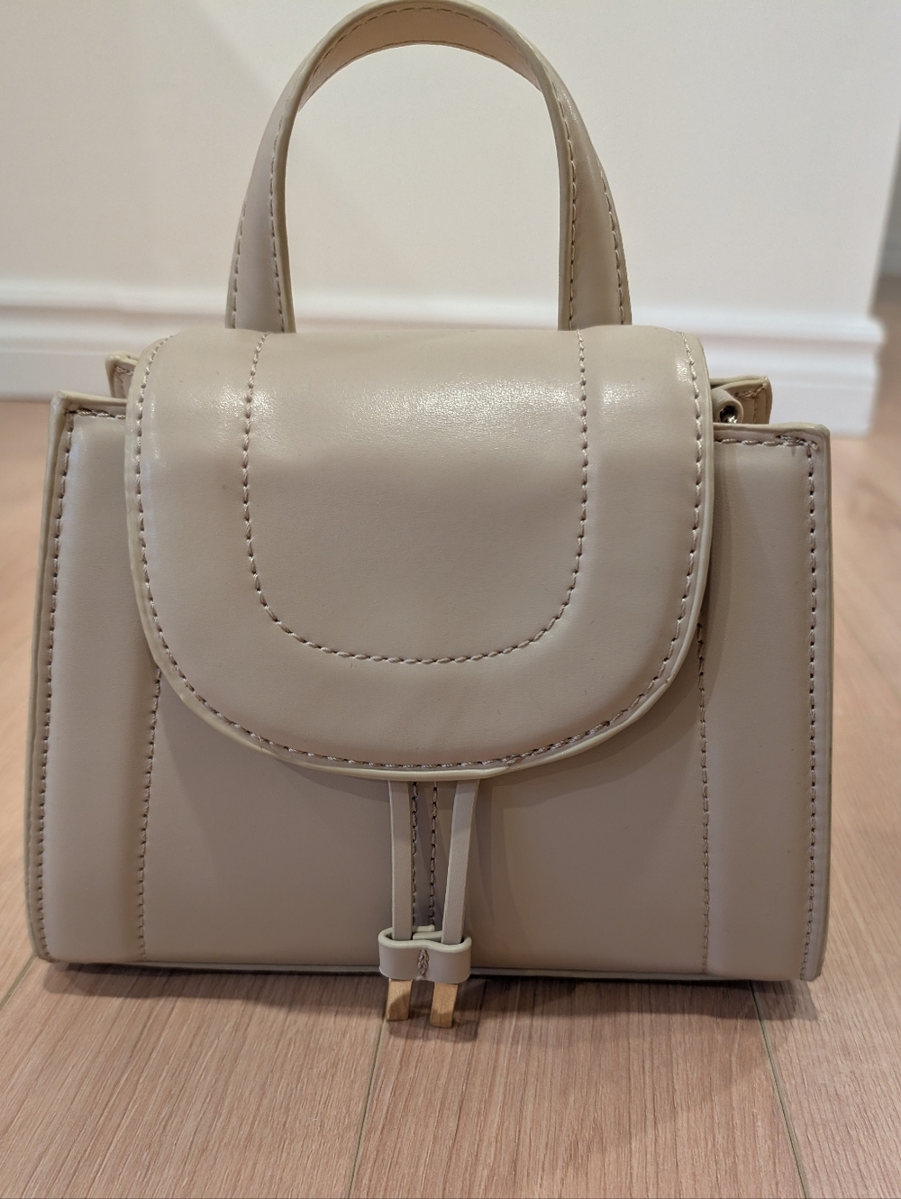 Zara Cream Top Handle Mini Crossbody Bag